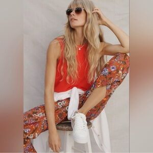 NWOT Anthropologie Maeve Flower Power Wide-Leg Pants